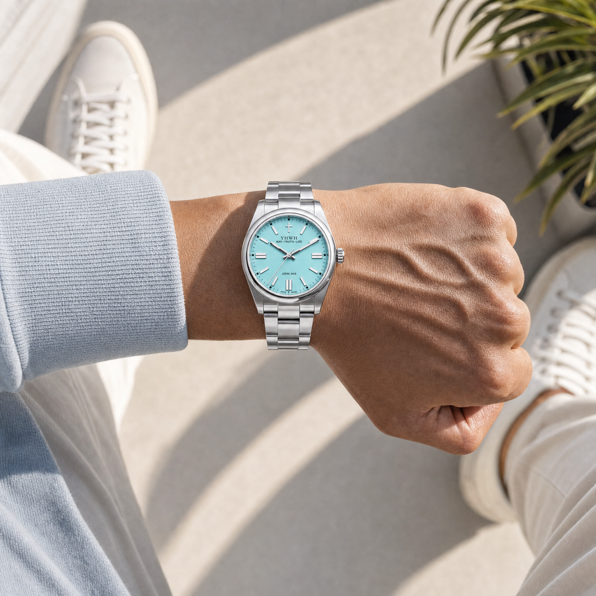 Herrenuhr Weg, Wahrheit, Leben - Tiffanyblau - Fidelis