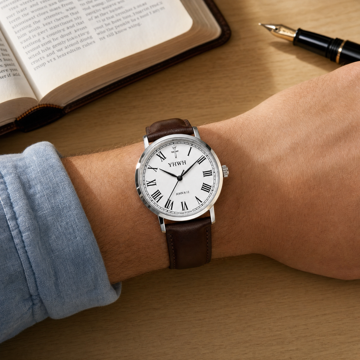 Herrenuhr Johannes 8:12 - Lederarmband - Fidelis