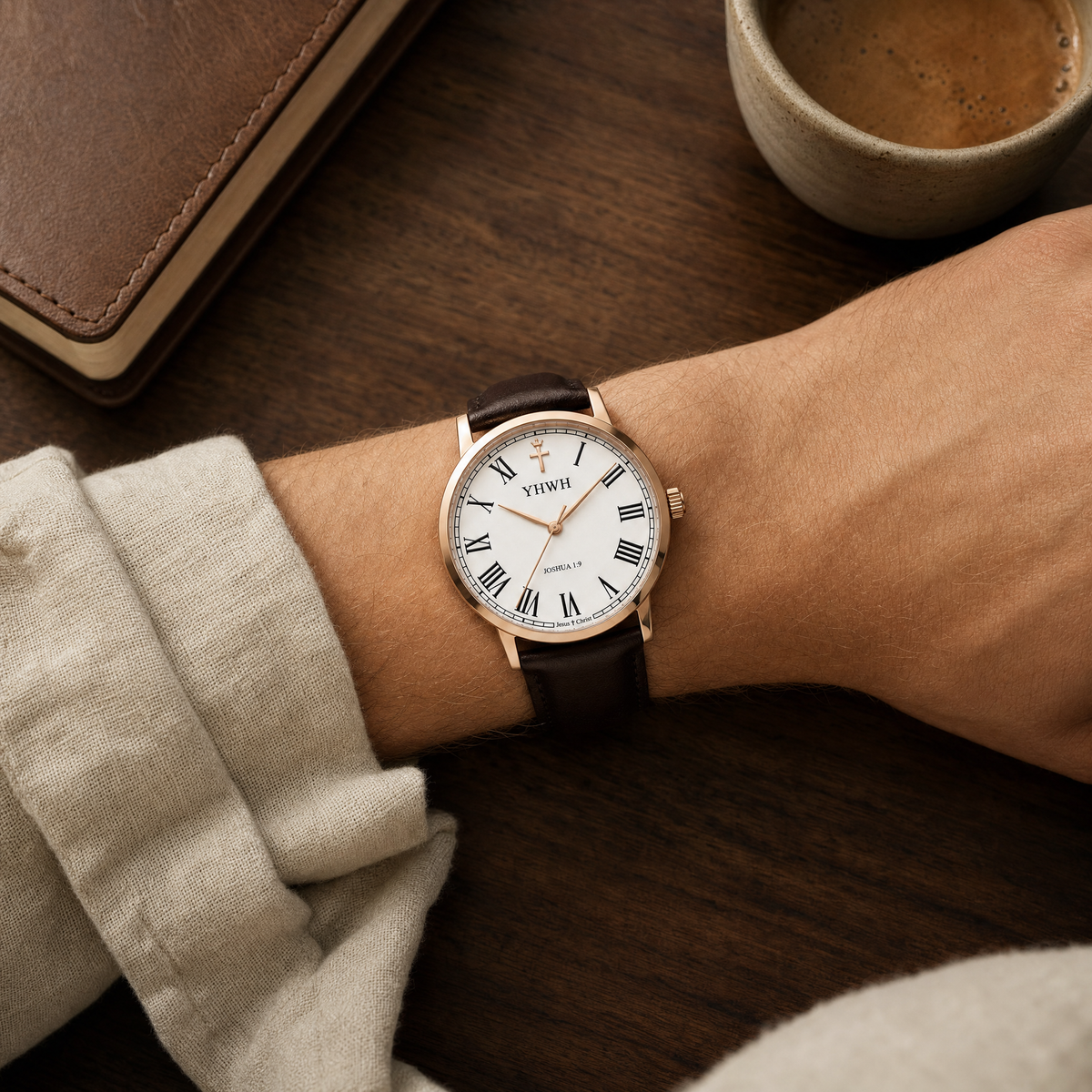 Herrenuhr Josua 1:9 - Lederarmband - Fidelis