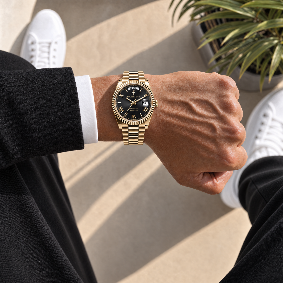 Herrenuhr Philipper 4:13 - Goldfarben - Fidelis
