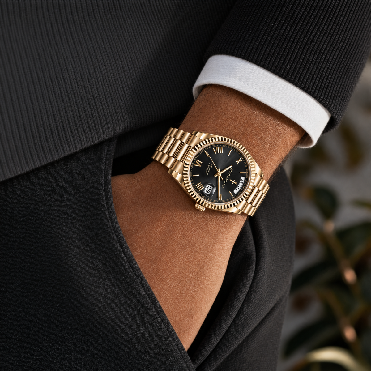 Herrenuhr Philipper 4:13 - Goldfarben - Fidelis